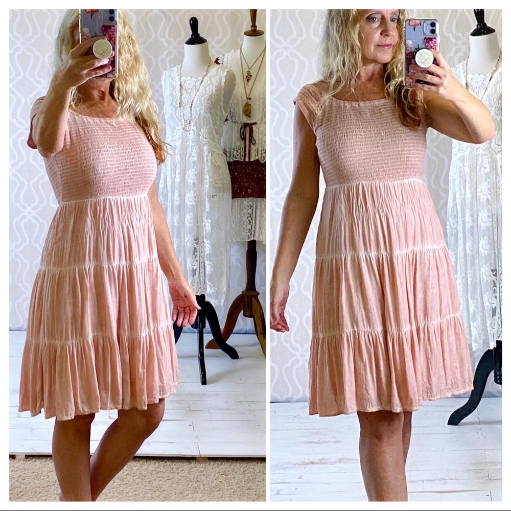 *CLEARANCE* Dusty Peach Mineral Washed Dress - Picture 13 of 15